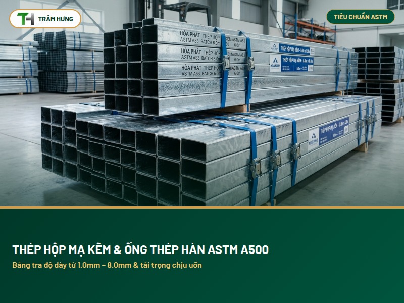 QUY CÁCH THÉP HỘP MẠ KẼM ASTM A500 &amp; ỐNG THÉP